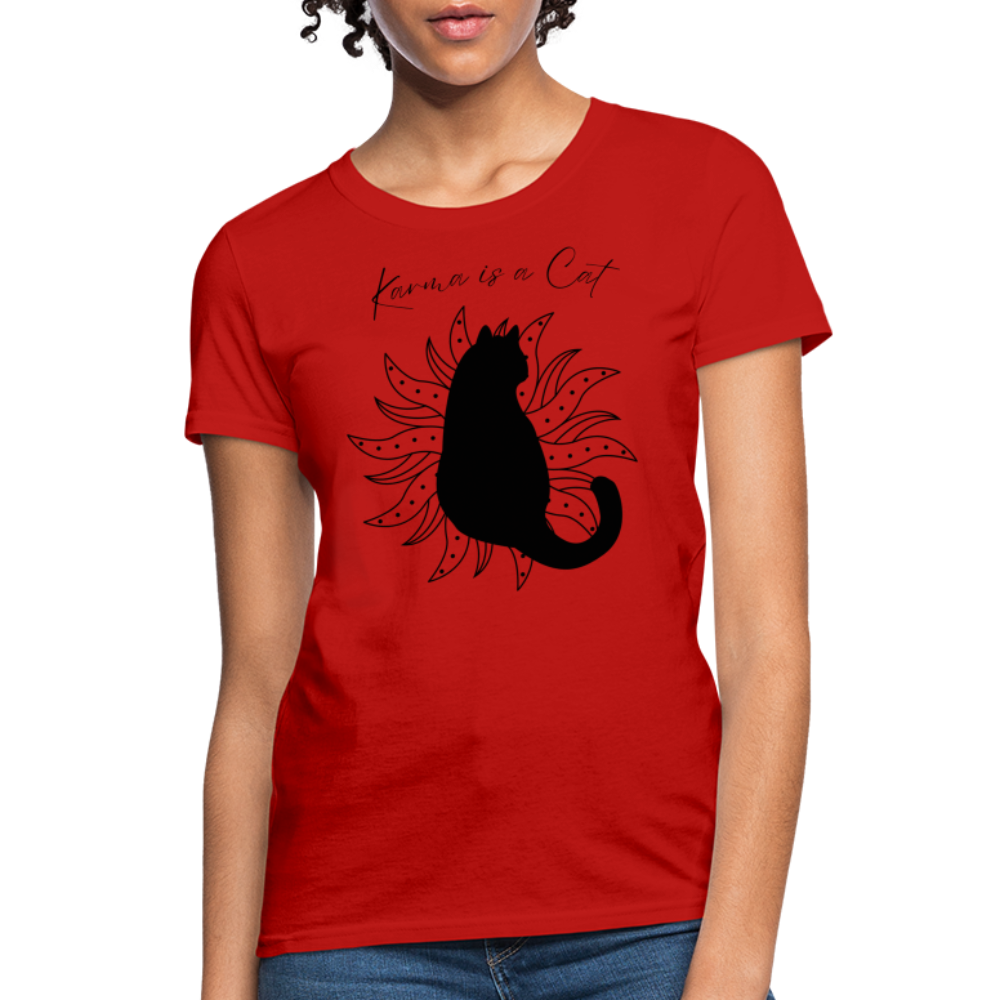 Karma is a Cat Fashion Forward Women's T-Shirt - red