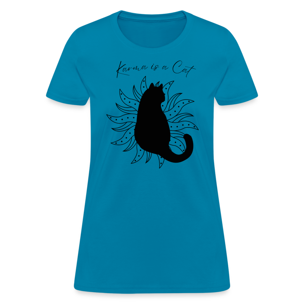 Karma is a Cat Fashion Forward Women's T-Shirt - turquoise