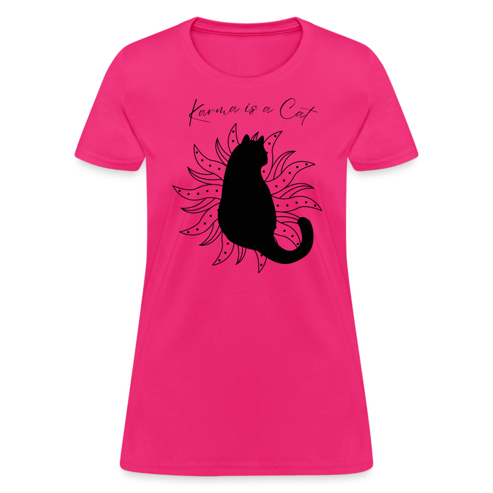 Karma is a Cat Fashion Forward Women's T-Shirt - fuchsia