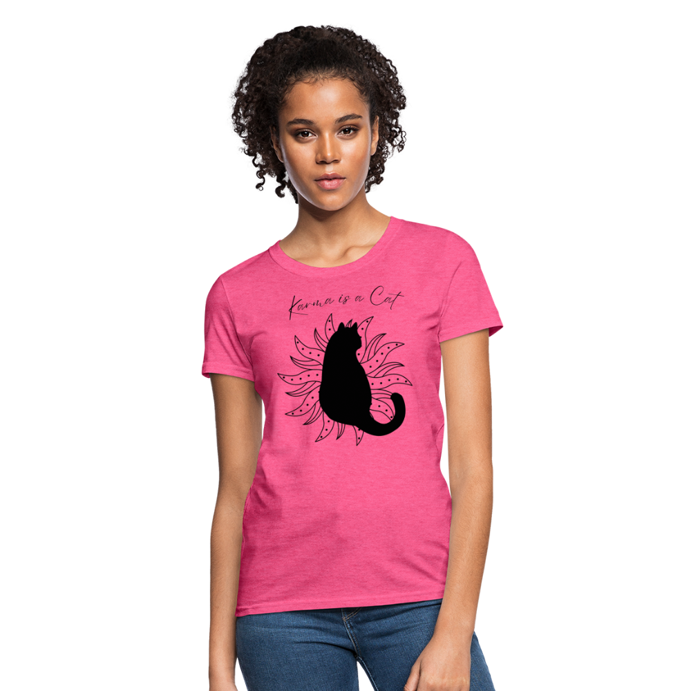 Karma is a Cat Fashion Forward Women's T-Shirt - heather pink