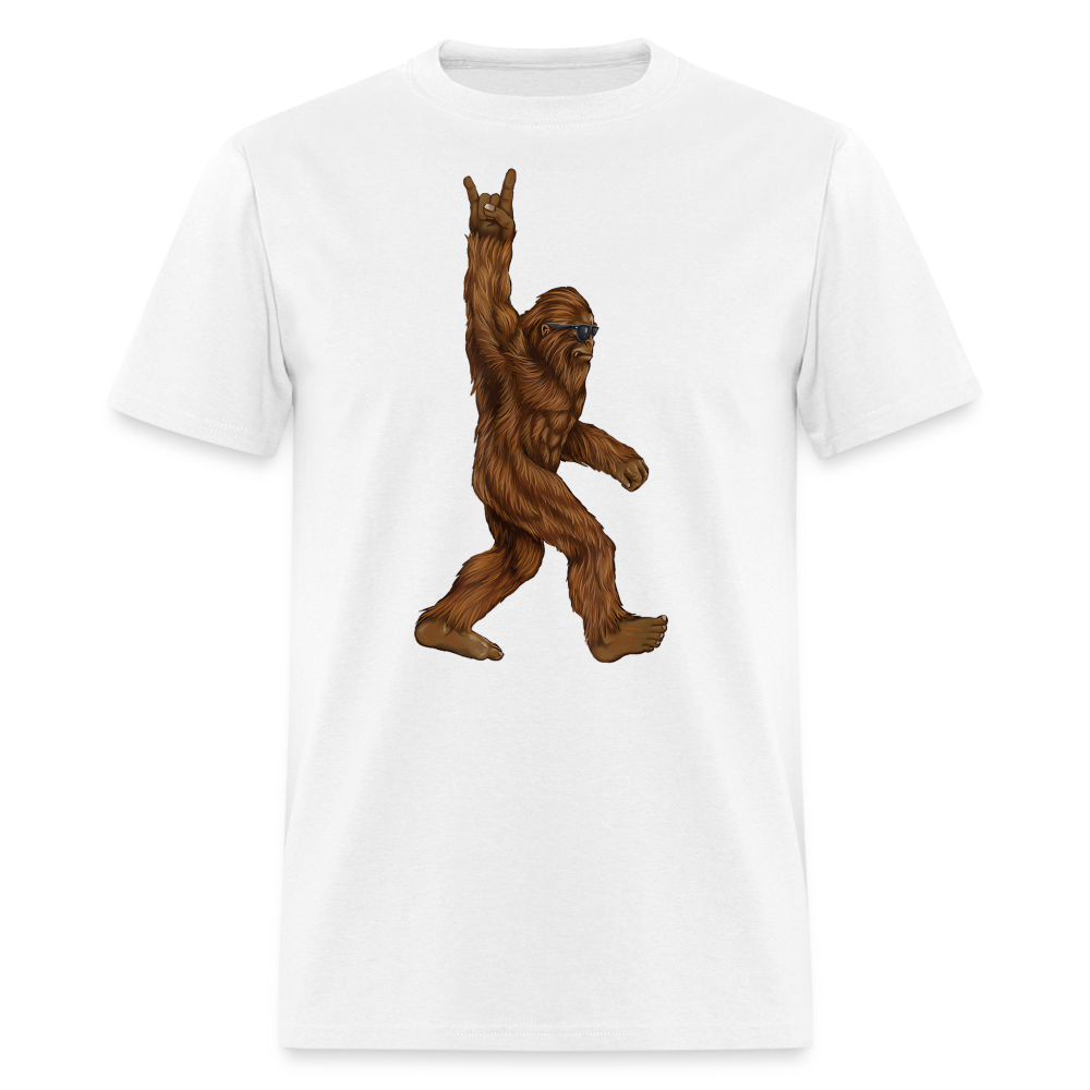 Rock On Bigfoot Sasquatch With Sunglasses Rock And Roll Graphic Tee Unisex Classic T-Shirt - white