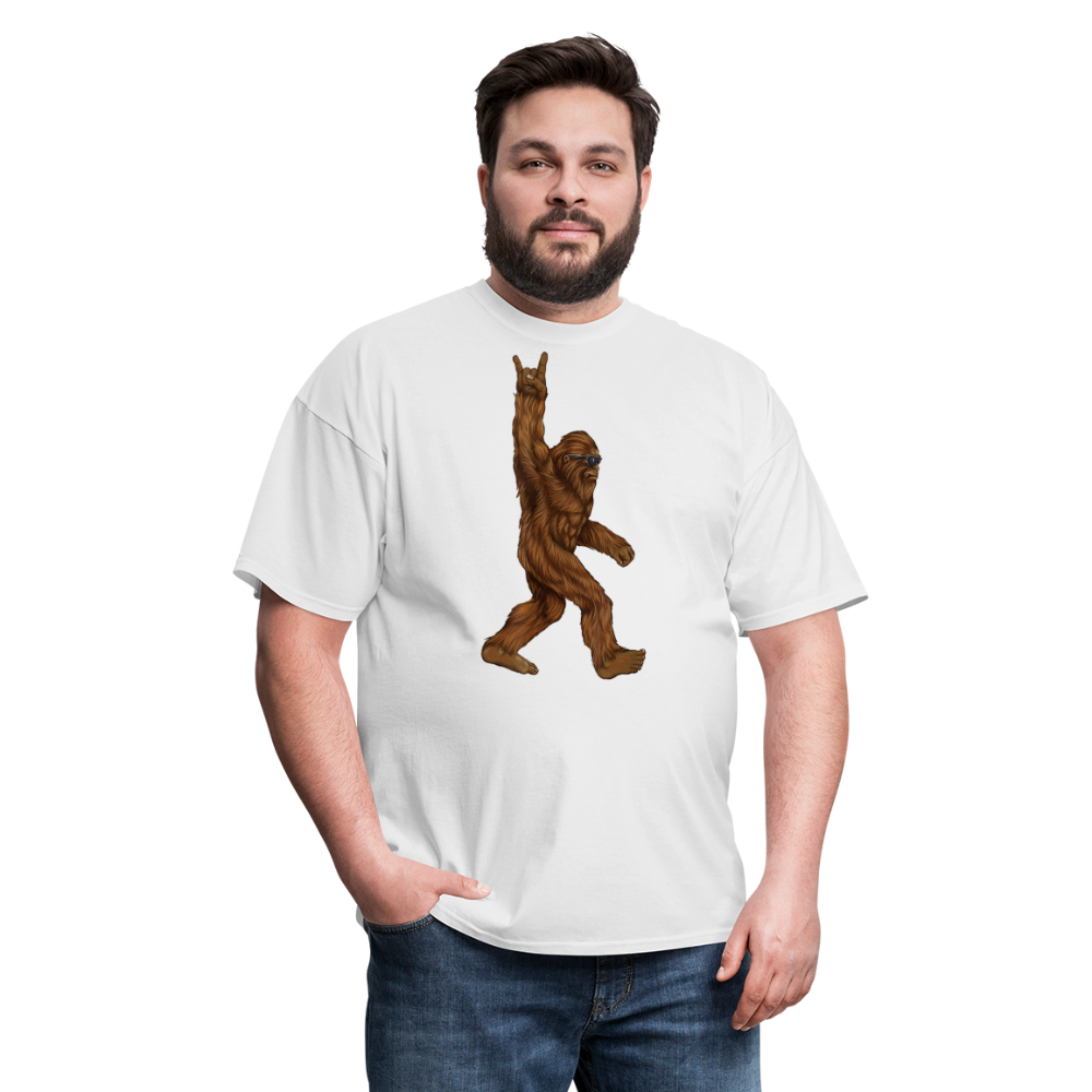 Rock On Bigfoot Sasquatch With Sunglasses Rock And Roll Graphic Tee Unisex Classic T-Shirt - white