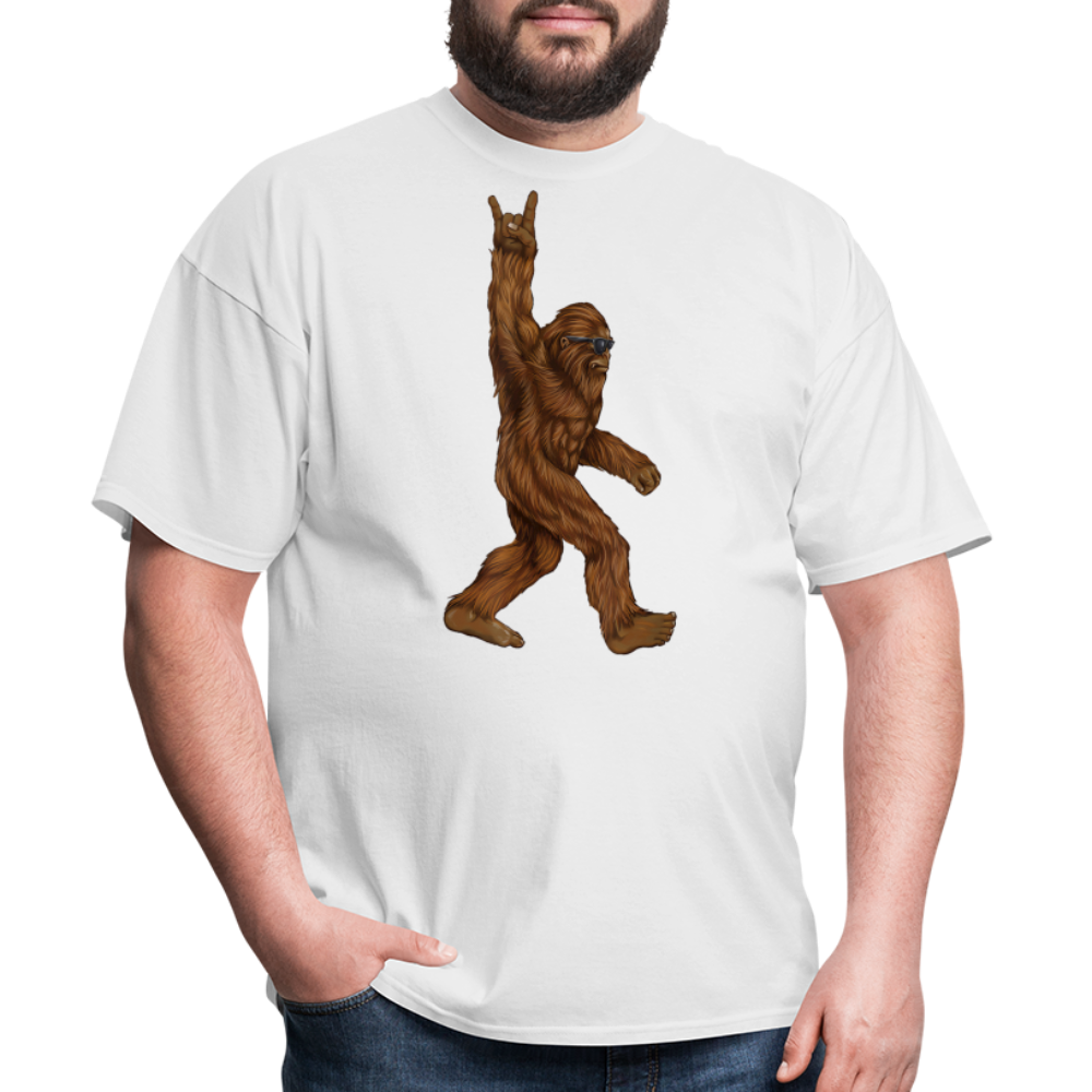 Rock On Bigfoot Sasquatch With Sunglasses Rock And Roll Graphic Tee Unisex Classic T-Shirt - white