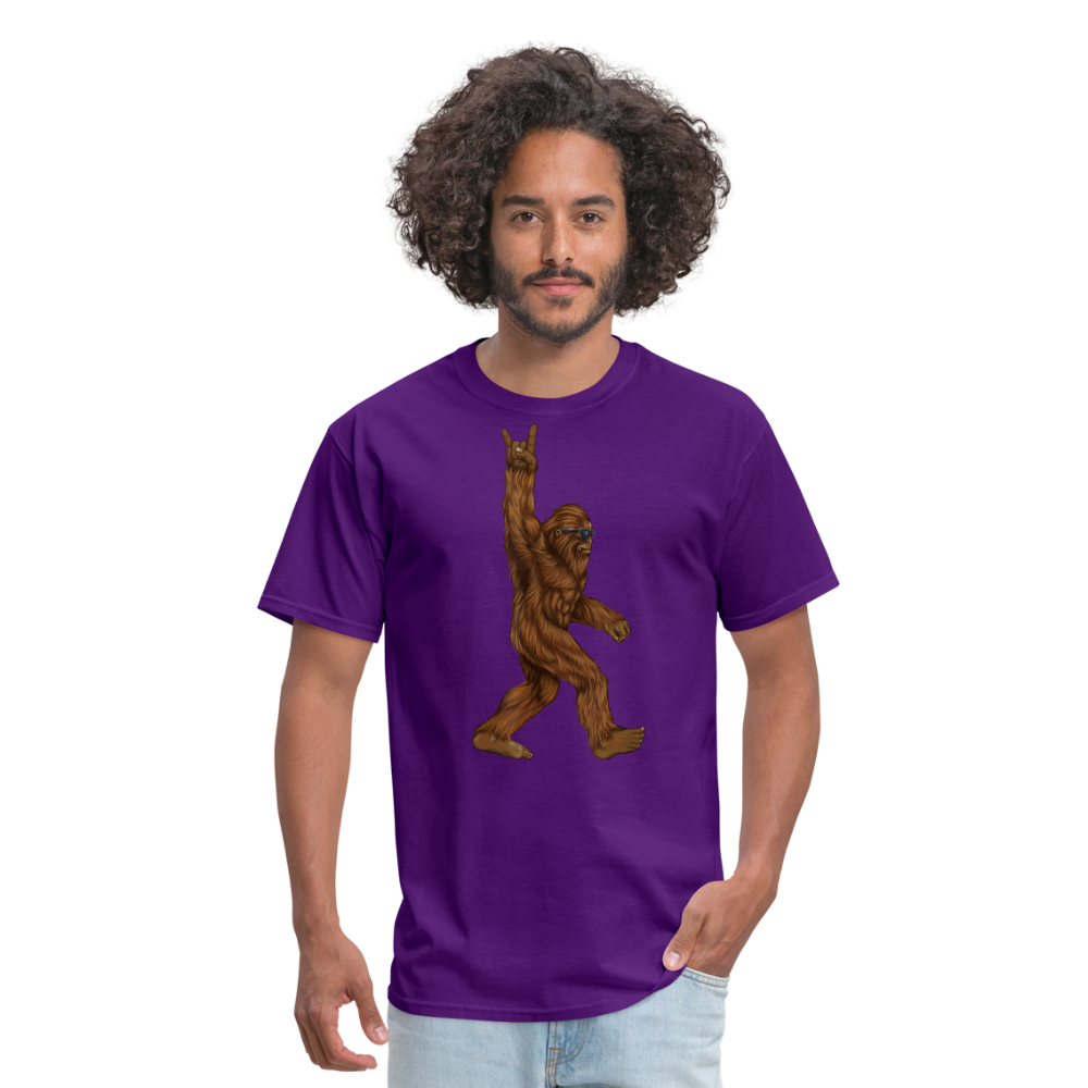 Rock On Bigfoot Sasquatch With Sunglasses Rock And Roll Graphic Tee Unisex Classic T-Shirt - purple