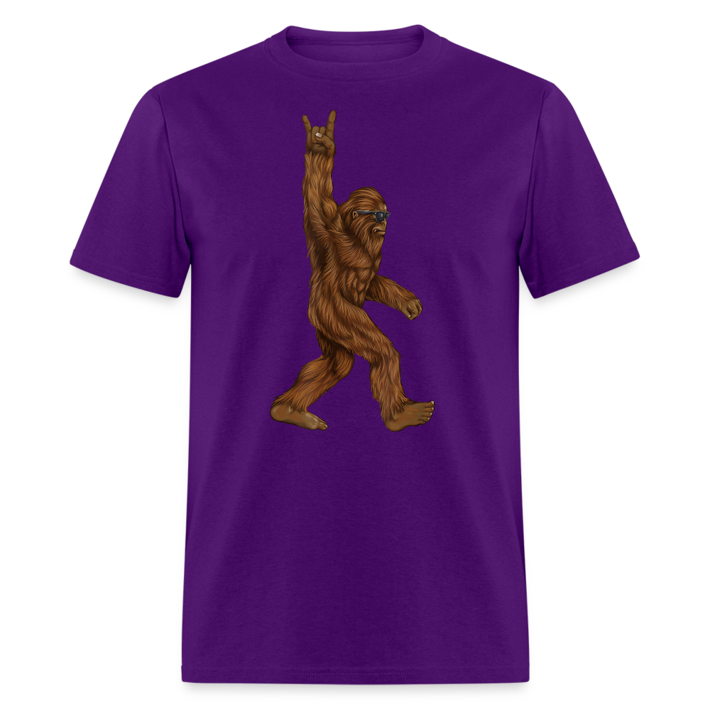 Rock On Bigfoot Sasquatch With Sunglasses Rock And Roll Graphic Tee Unisex Classic T-Shirt - purple