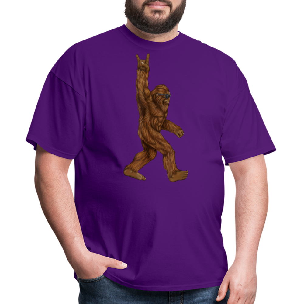 Rock On Bigfoot Sasquatch With Sunglasses Rock And Roll Graphic Tee Unisex Classic T-Shirt - purple
