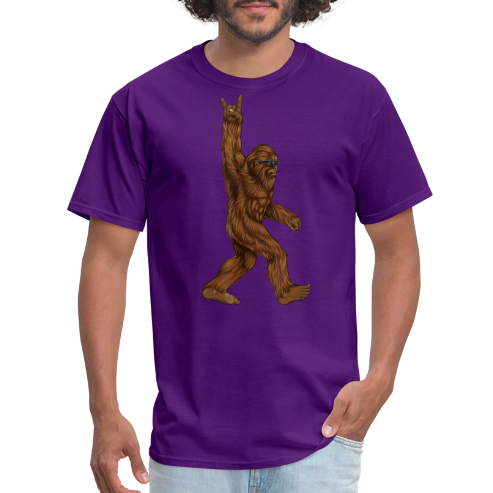 Rock On Bigfoot Sasquatch With Sunglasses Rock And Roll Graphic Tee Unisex Classic T-Shirt - purple