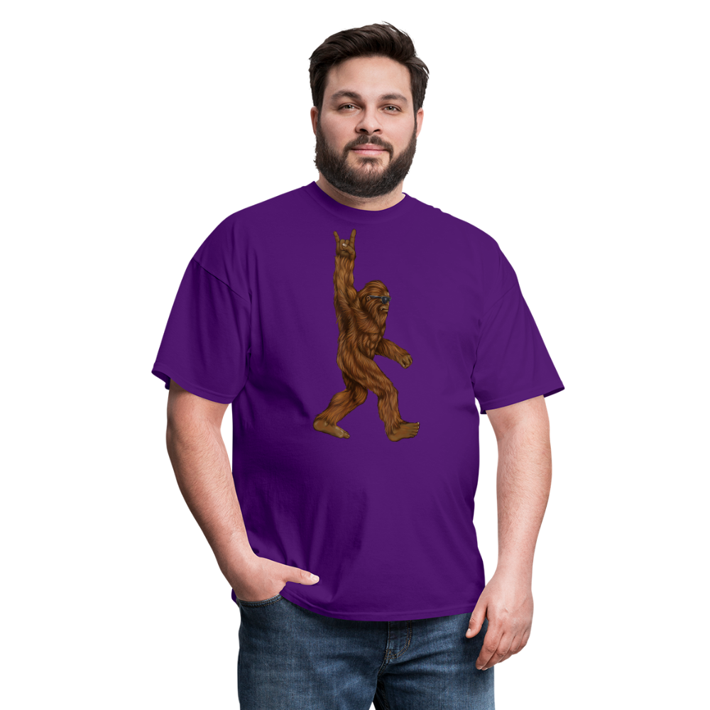 Rock On Bigfoot Sasquatch With Sunglasses Rock And Roll Graphic Tee Unisex Classic T-Shirt - purple