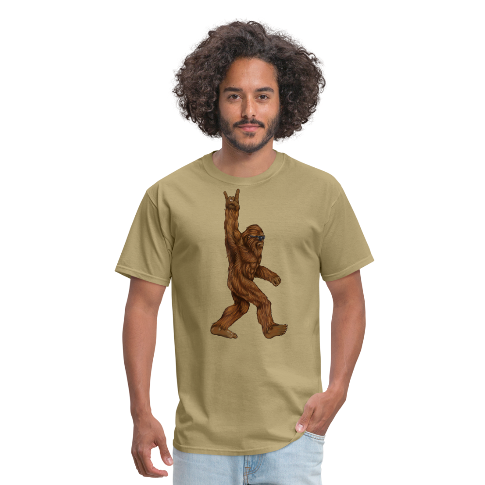 Rock On Bigfoot Sasquatch With Sunglasses Rock And Roll Graphic Tee Unisex Classic T-Shirt - khaki