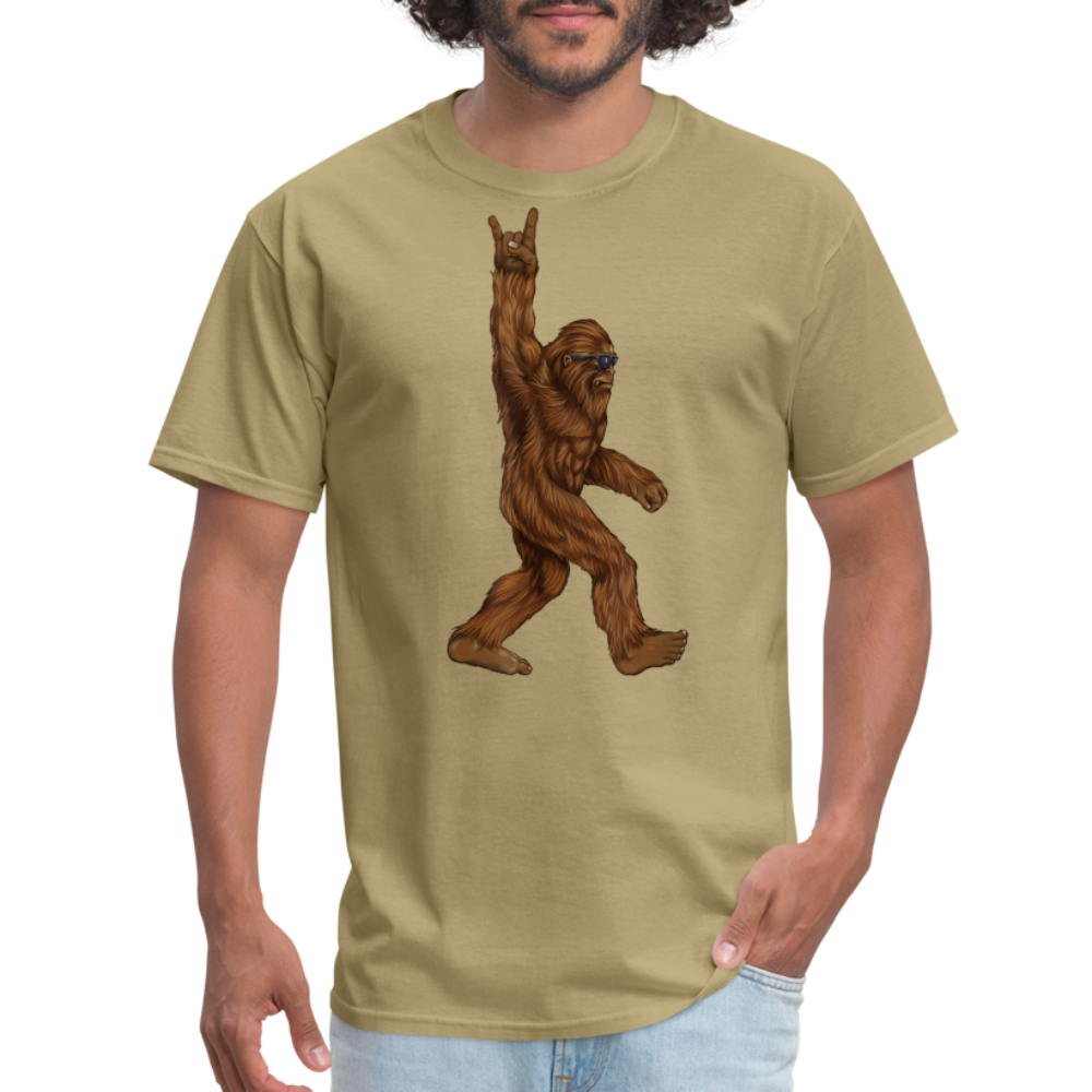 Rock On Bigfoot Sasquatch With Sunglasses Rock And Roll Graphic Tee Unisex Classic T-Shirt - khaki