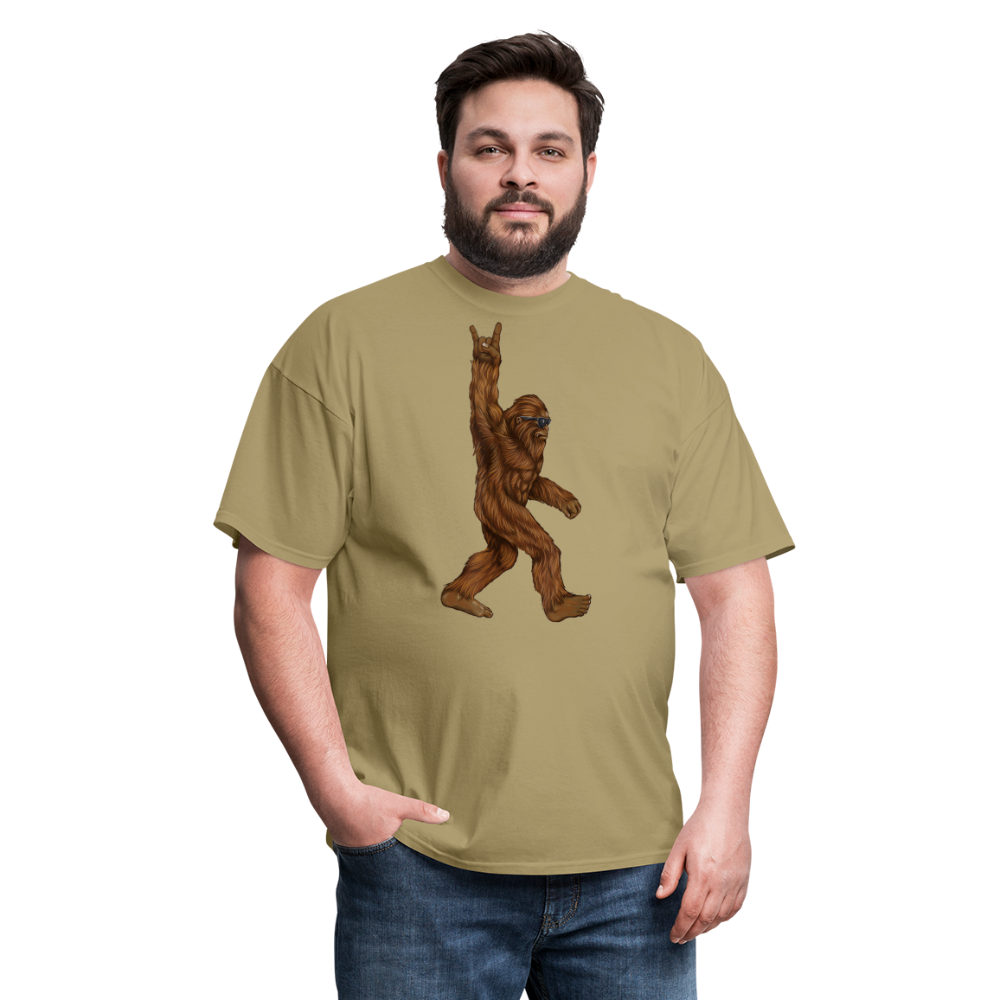 Rock On Bigfoot Sasquatch With Sunglasses Rock And Roll Graphic Tee Unisex Classic T-Shirt - khaki