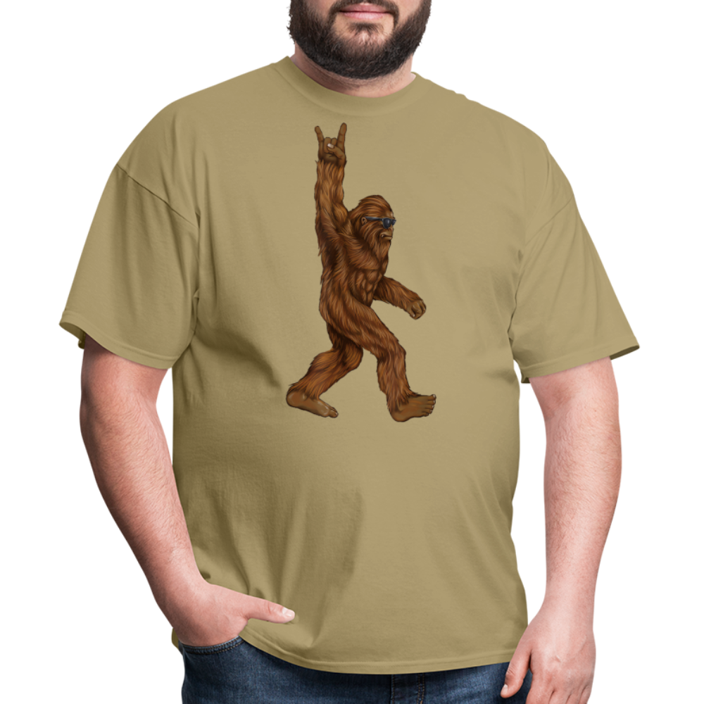 Rock On Bigfoot Sasquatch With Sunglasses Rock And Roll Graphic Tee Unisex Classic T-Shirt - khaki