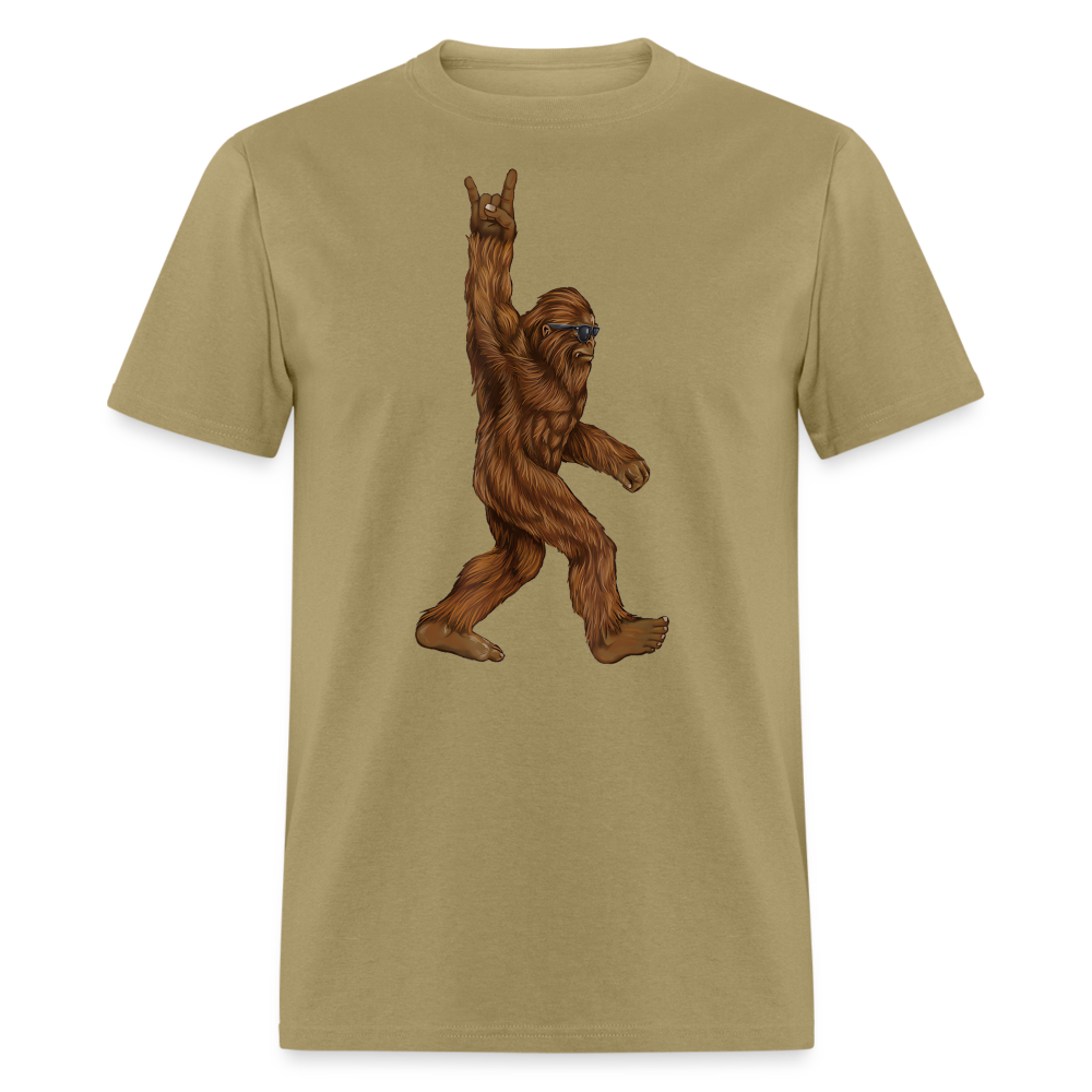 Rock On Bigfoot Sasquatch With Sunglasses Rock And Roll Graphic Tee Unisex Classic T-Shirt - khaki