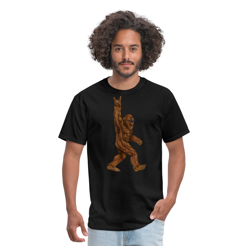 Rock On Bigfoot Sasquatch With Sunglasses Rock And Roll Graphic Tee Unisex Classic T-Shirt - black