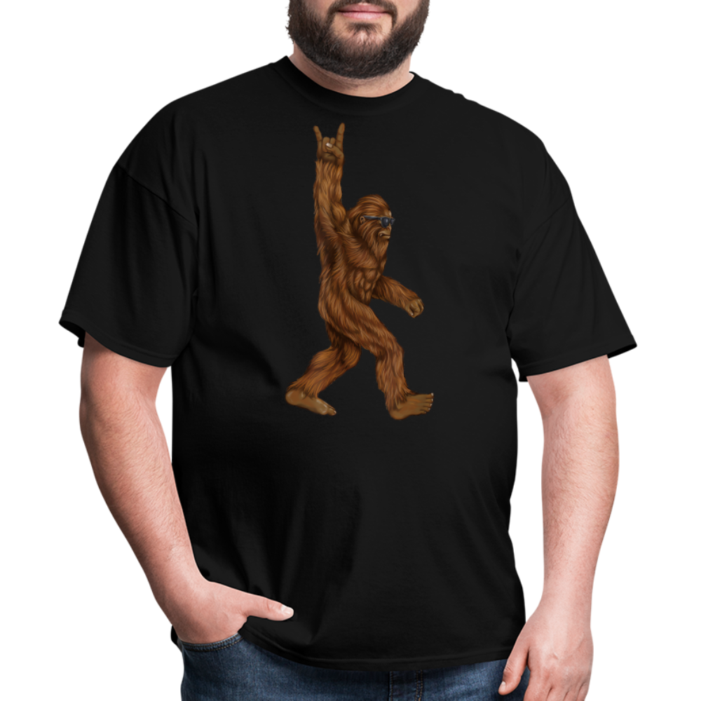 Rock On Bigfoot Sasquatch With Sunglasses Rock And Roll Graphic Tee Unisex Classic T-Shirt - black