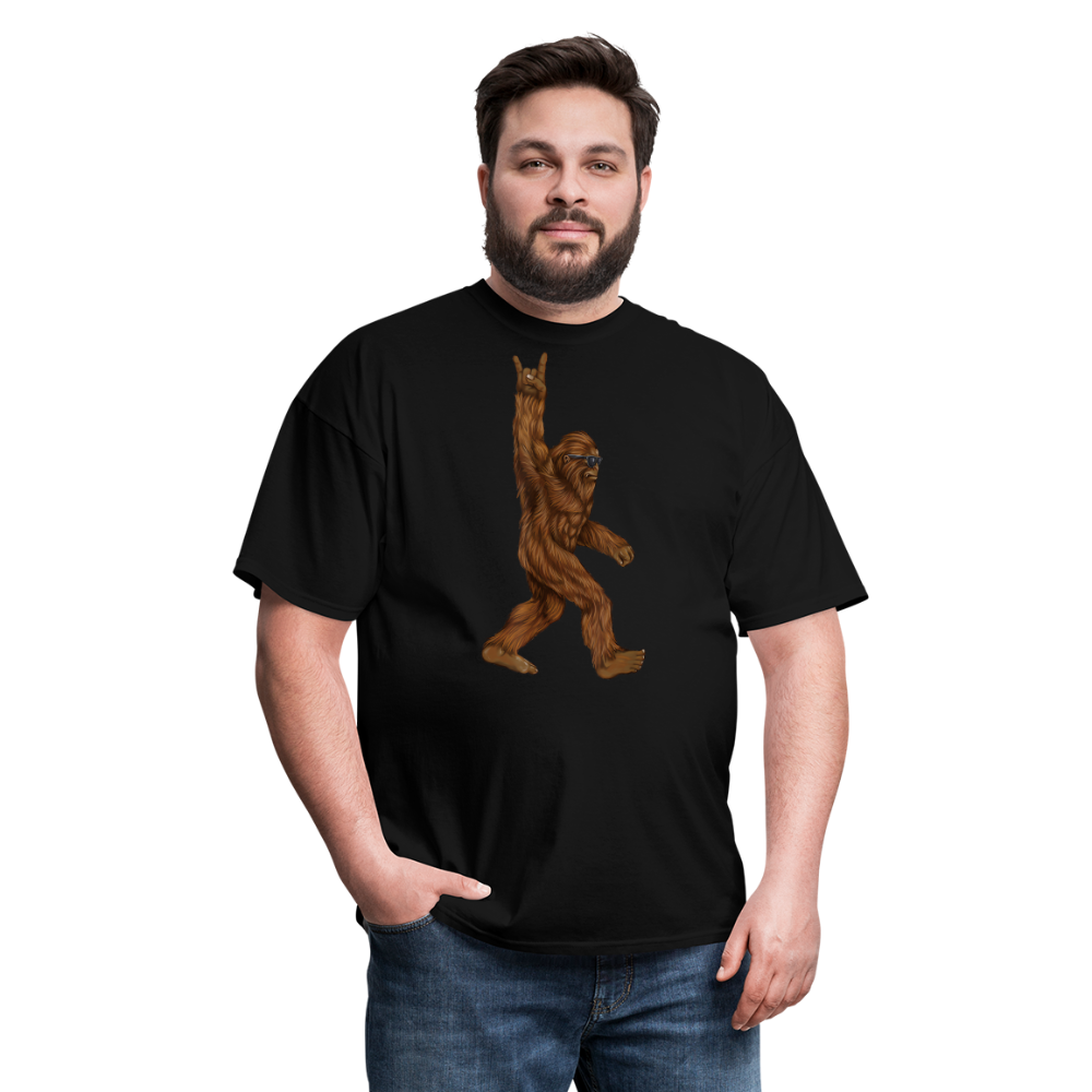 Rock On Bigfoot Sasquatch With Sunglasses Rock And Roll Graphic Tee Unisex Classic T-Shirt - black