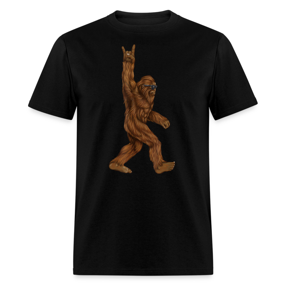 Rock On Bigfoot Sasquatch With Sunglasses Rock And Roll Graphic Tee Unisex Classic T-Shirt - black