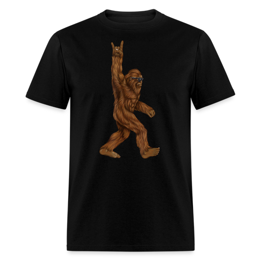 Rock On Bigfoot Sasquatch With Sunglasses Rock And Roll Graphic Tee Unisex Classic T-Shirt - black