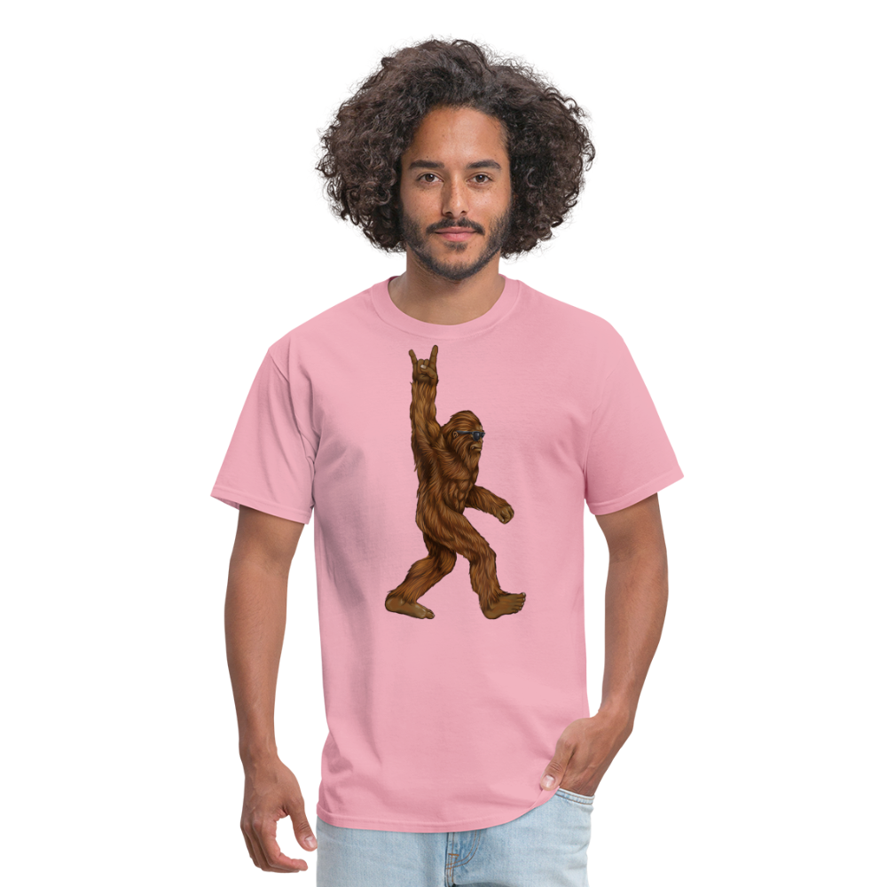 Rock On Bigfoot Sasquatch With Sunglasses Rock And Roll Graphic Tee Unisex Classic T-Shirt - pink