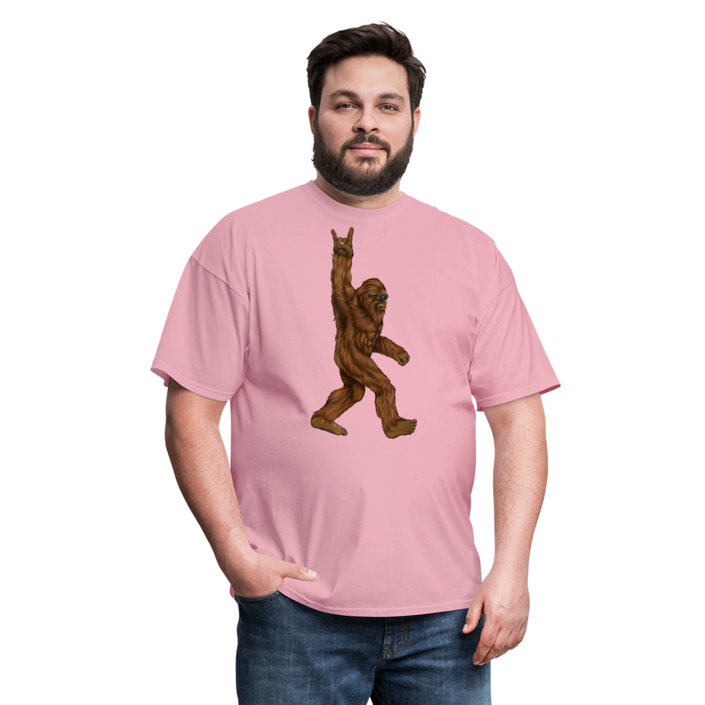 Rock On Bigfoot Sasquatch With Sunglasses Rock And Roll Graphic Tee Unisex Classic T-Shirt - pink