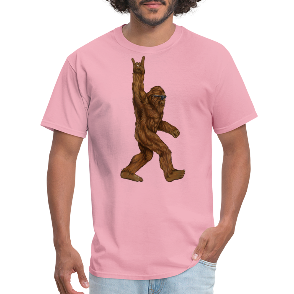 Rock On Bigfoot Sasquatch With Sunglasses Rock And Roll Graphic Tee Unisex Classic T-Shirt - pink