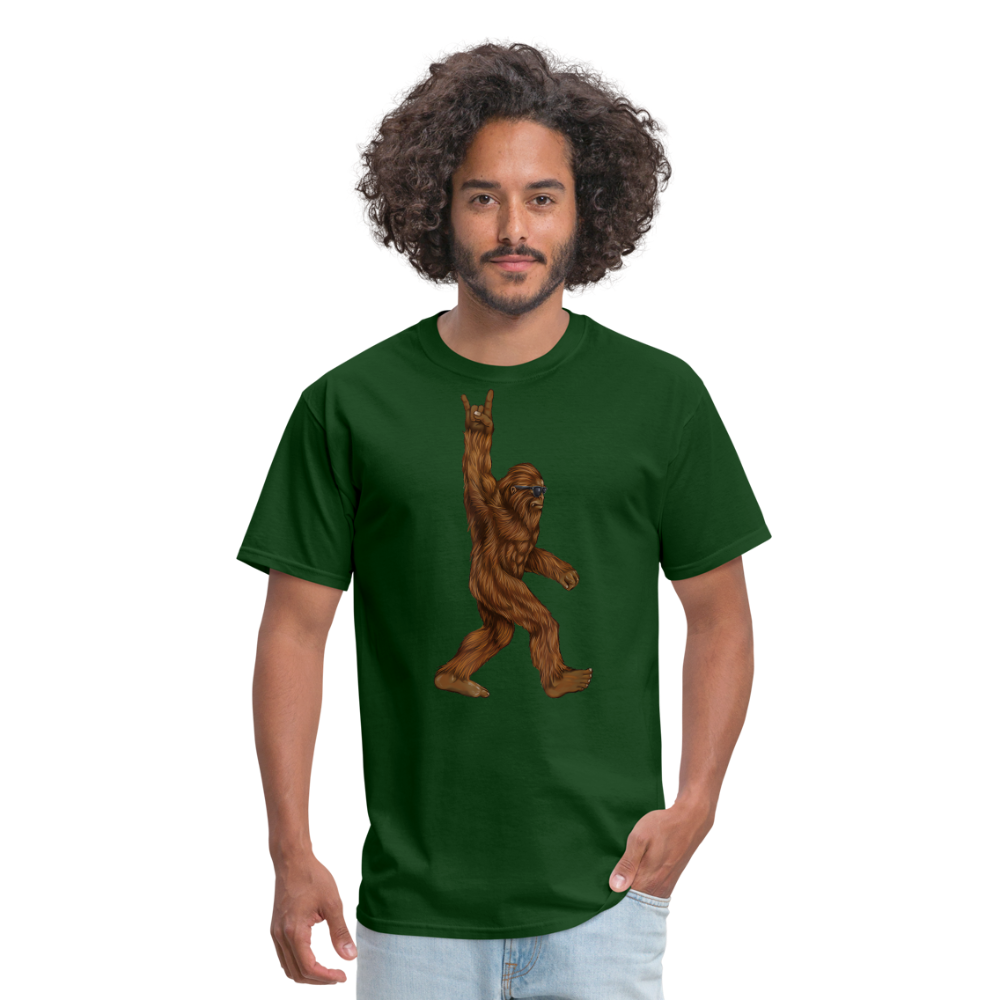 Rock On Bigfoot Sasquatch With Sunglasses Rock And Roll Graphic Tee Unisex Classic T-Shirt - forest green