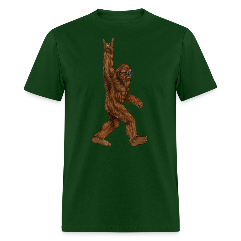 Rock On Bigfoot Sasquatch With Sunglasses Rock And Roll Graphic Tee Unisex Classic T-Shirt - forest green