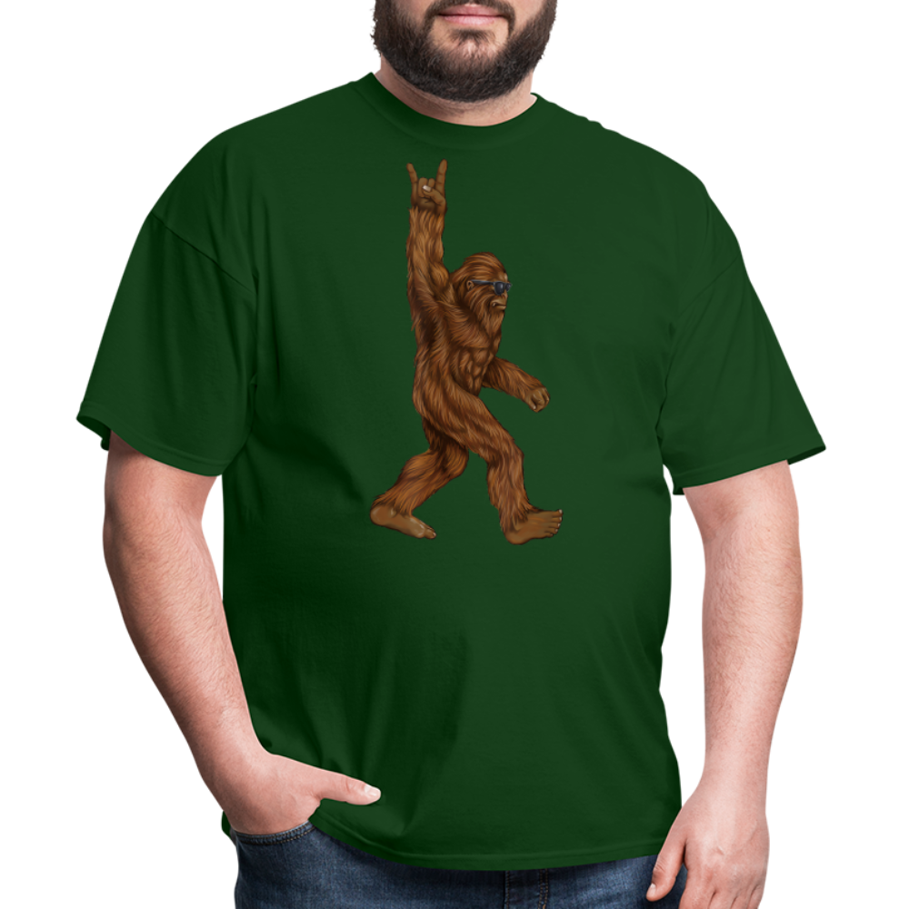 Rock On Bigfoot Sasquatch With Sunglasses Rock And Roll Graphic Tee Unisex Classic T-Shirt - forest green