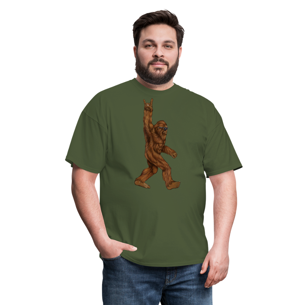 Rock On Bigfoot Sasquatch With Sunglasses Rock And Roll Graphic Tee Unisex Classic T-Shirt - military green