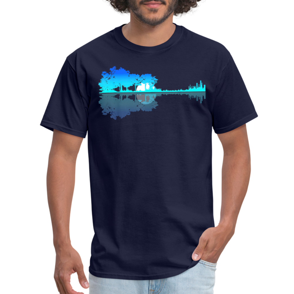 Guitar Lake Shadow Musician Graphic Tee Unisex Classic T-Shirt - navy