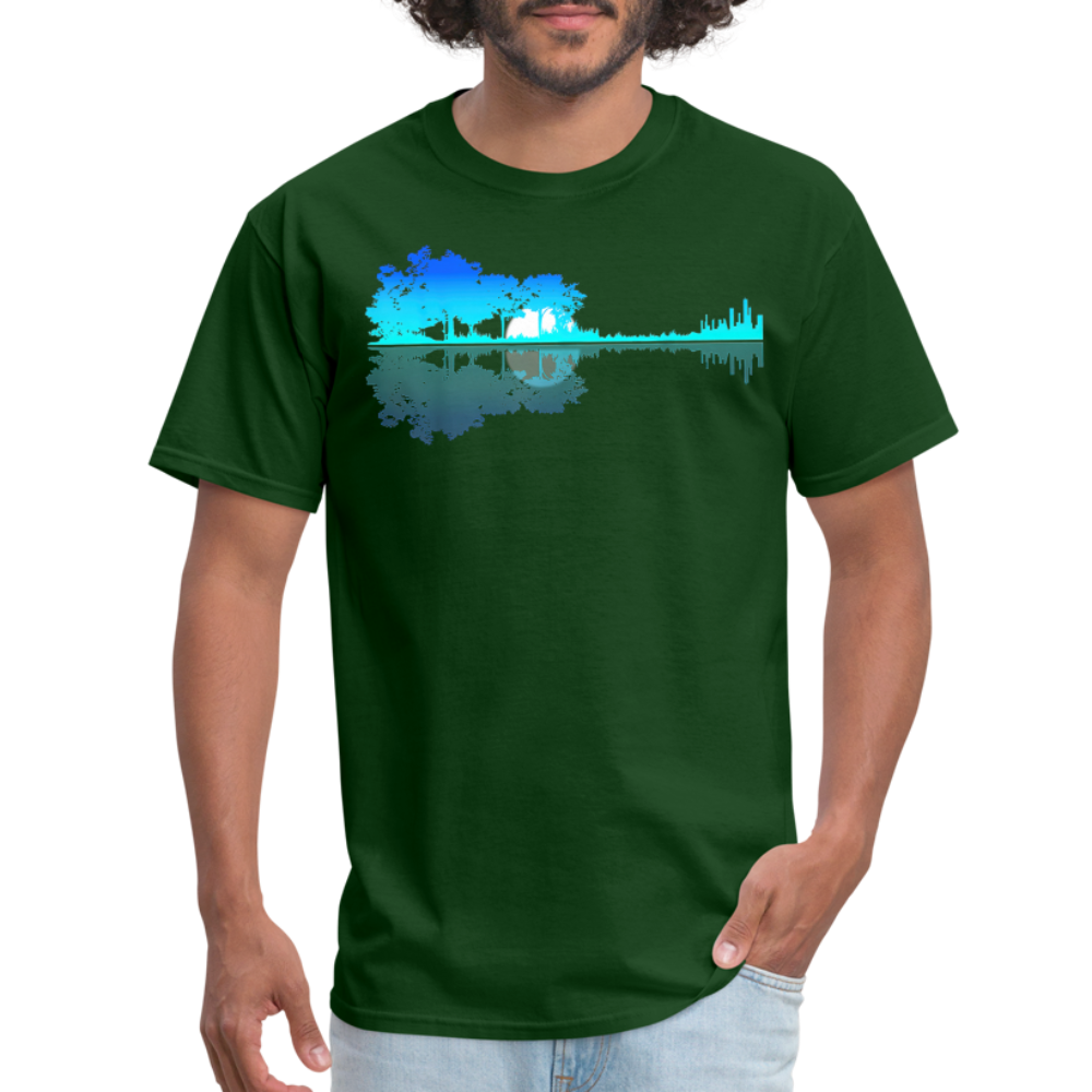 Guitar Lake Shadow Musician Graphic Tee Unisex Classic T-Shirt - forest green