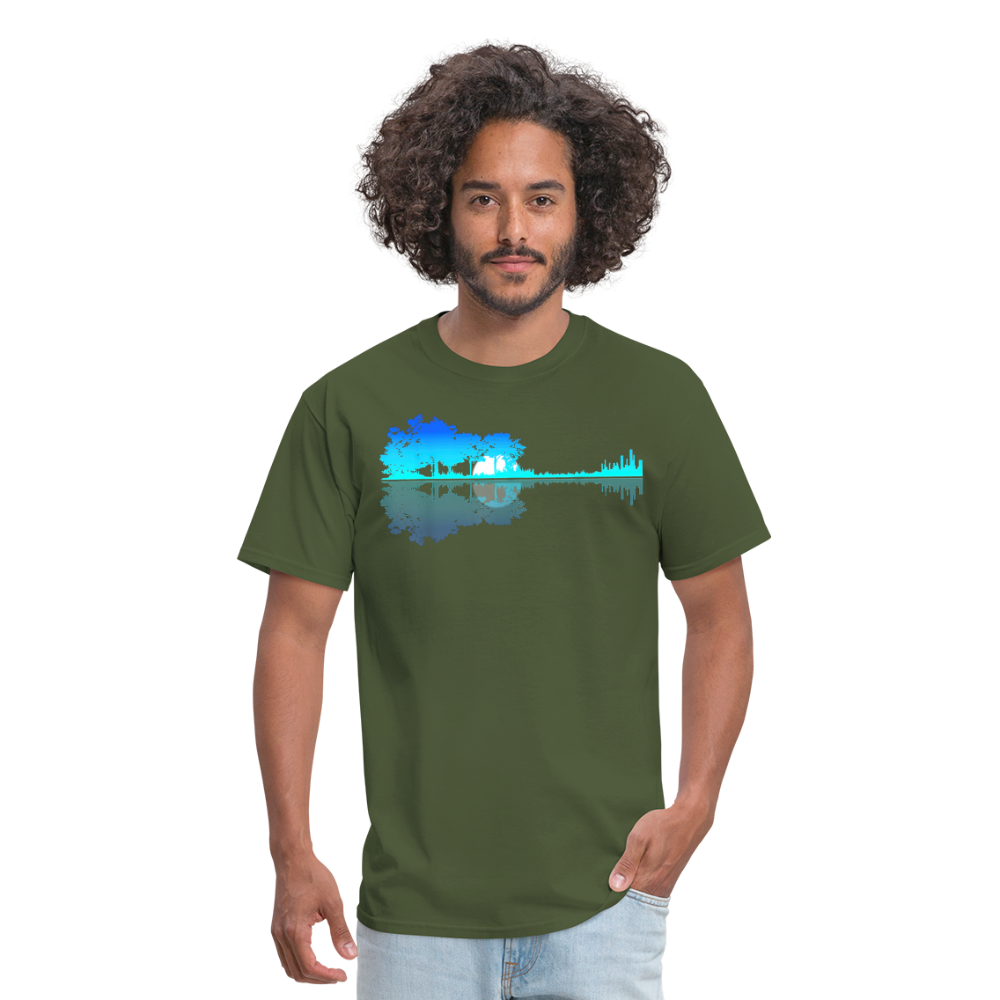 Guitar Lake Shadow Musician Graphic Tee Unisex Classic T-Shirt - military green