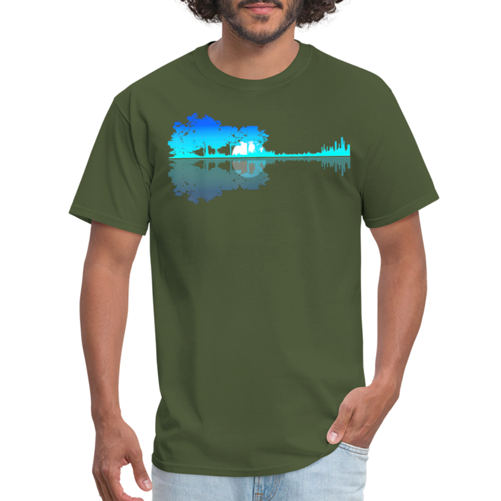Guitar Lake Shadow Musician Graphic Tee Unisex Classic T-Shirt - military green