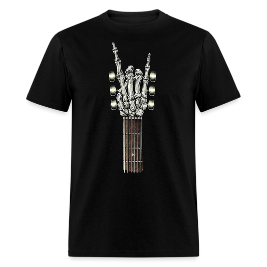 Rock On Guitar Neck Skeleton Hand Rock & Roll Graphic Tee Unisex Classic T-Shirt - black