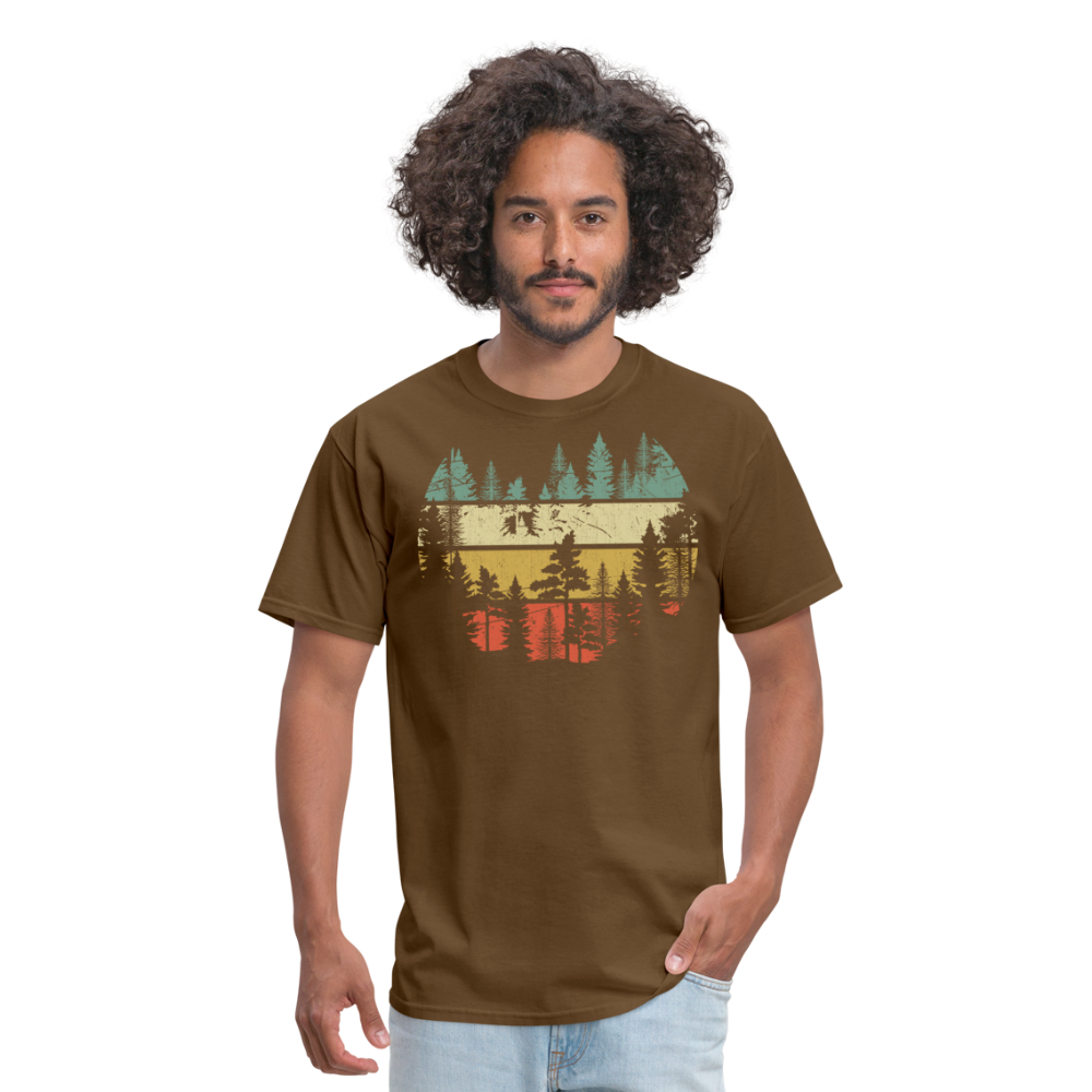 Vintage Look Wildlife Trees Outdoors Nature Retro Forest Unisex Classic T-Shirt - brown