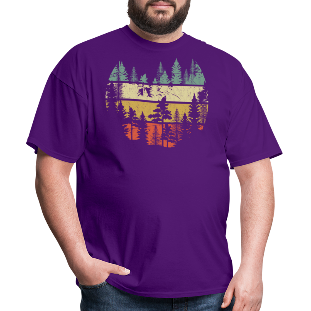 Vintage Look Wildlife Trees Outdoors Nature Retro Forest Unisex Classic T-Shirt - purple