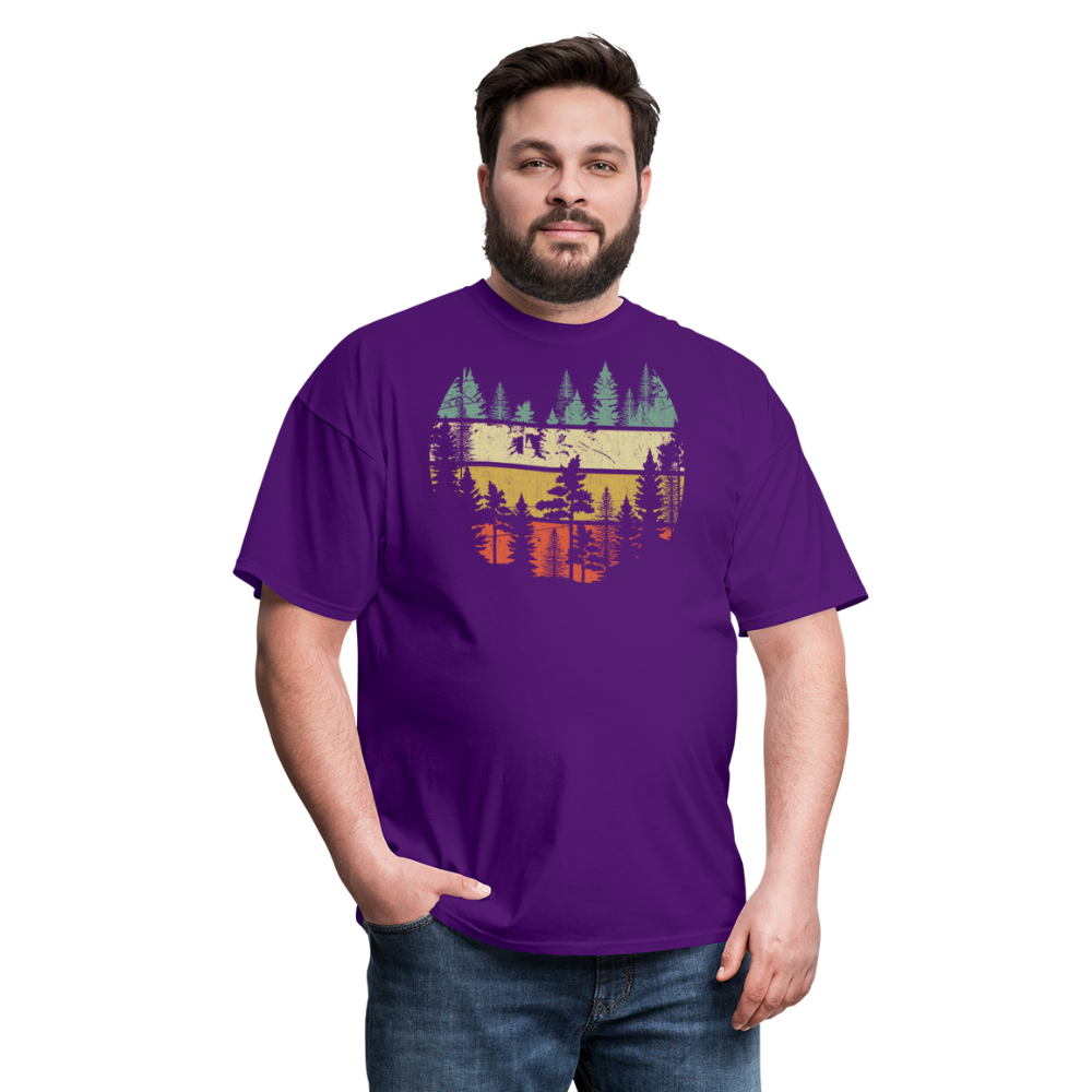 Vintage Look Wildlife Trees Outdoors Nature Retro Forest Unisex Classic T-Shirt - purple