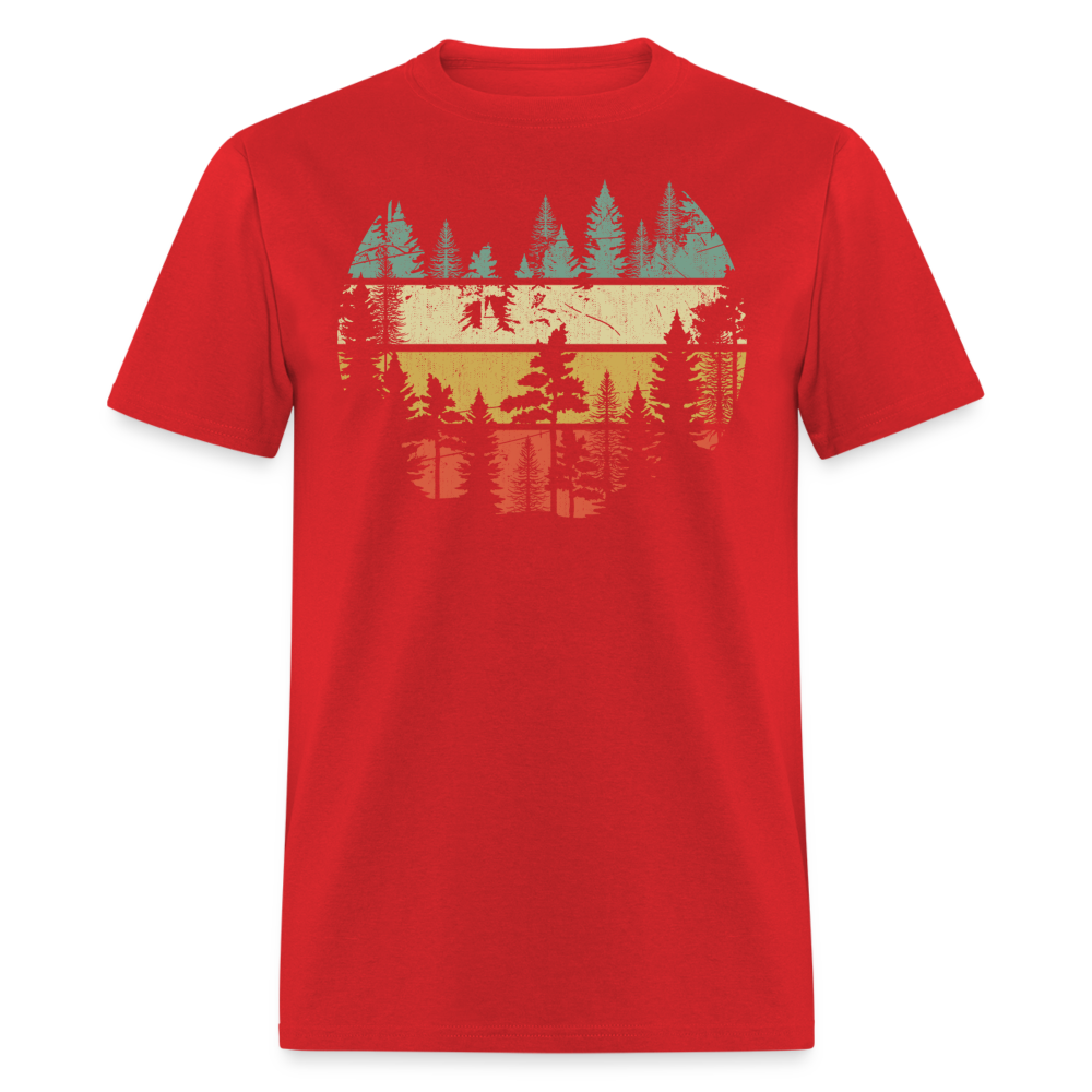 Vintage Look Wildlife Trees Outdoors Nature Retro Forest Unisex Classic T-Shirt - red