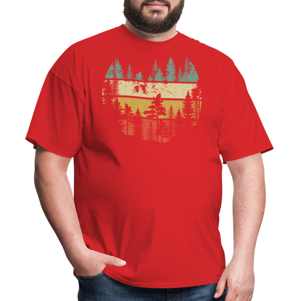 Vintage Look Wildlife Trees Outdoors Nature Retro Forest Unisex Classic T-Shirt - red