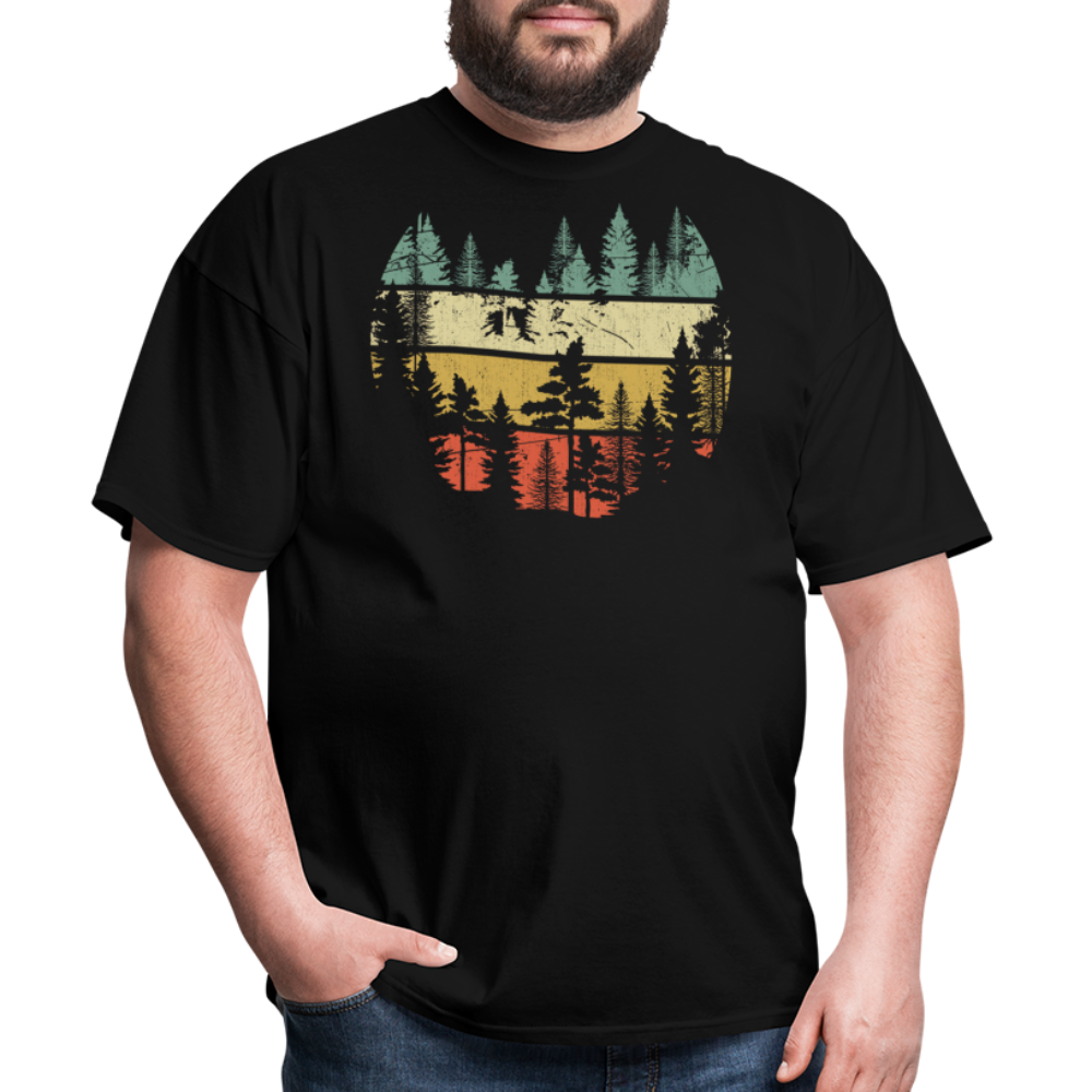 Vintage Look Wildlife Trees Outdoors Nature Retro Forest Unisex Classic T-Shirt - black