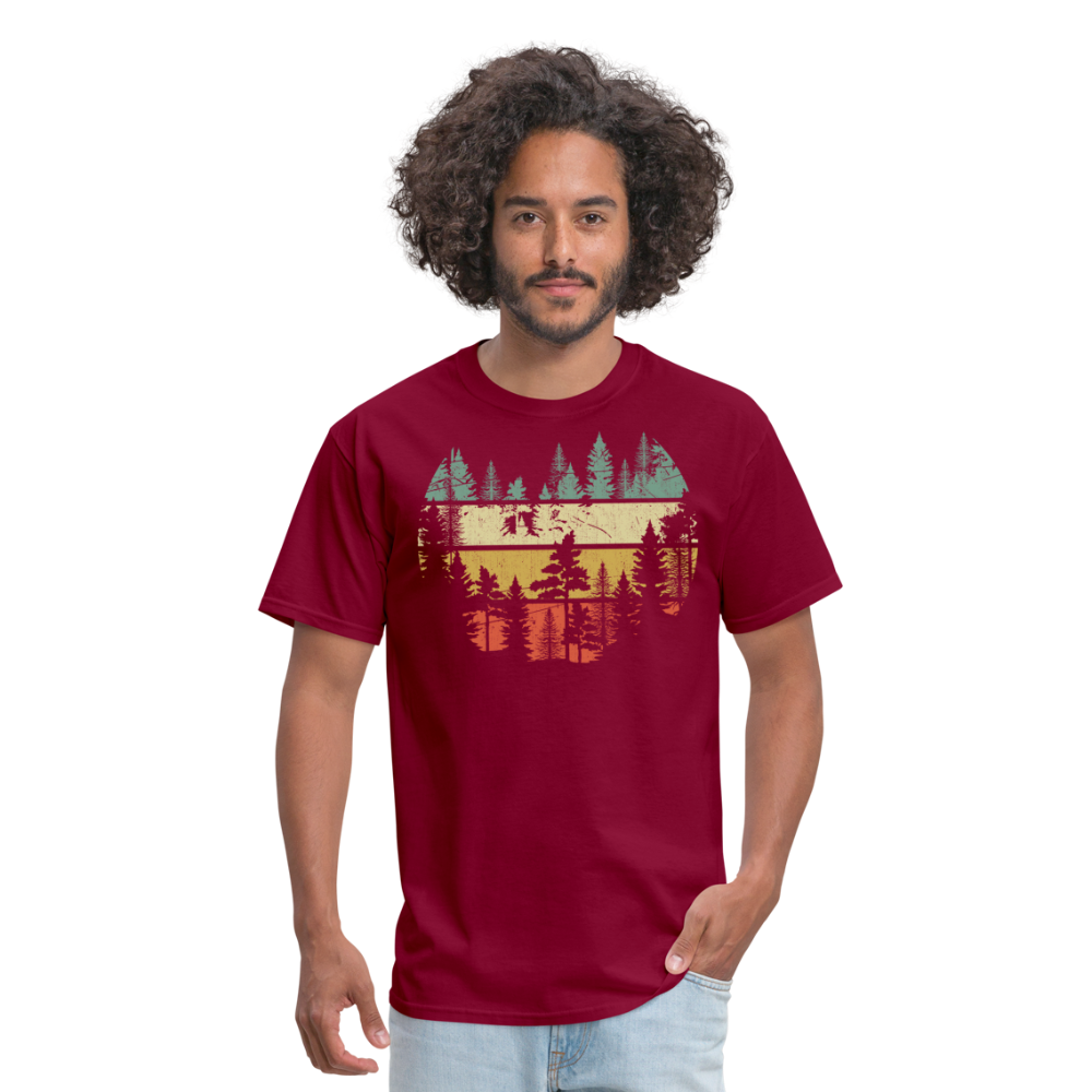 Vintage Look Wildlife Trees Outdoors Nature Retro Forest Unisex Classic T-Shirt - burgundy