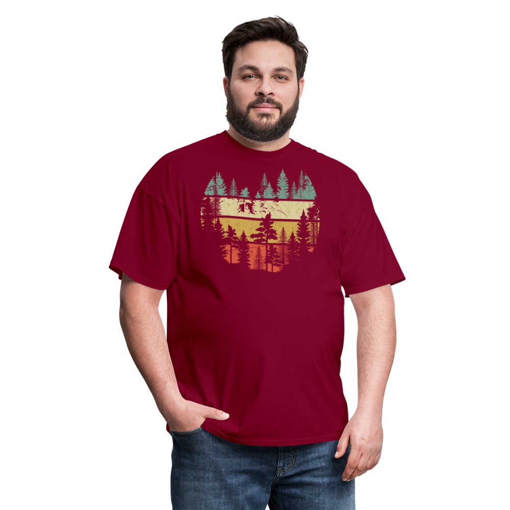 Vintage Look Wildlife Trees Outdoors Nature Retro Forest Unisex Classic T-Shirt - burgundy