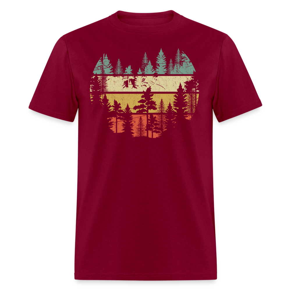 Vintage Look Wildlife Trees Outdoors Nature Retro Forest Unisex Classic T-Shirt - burgundy