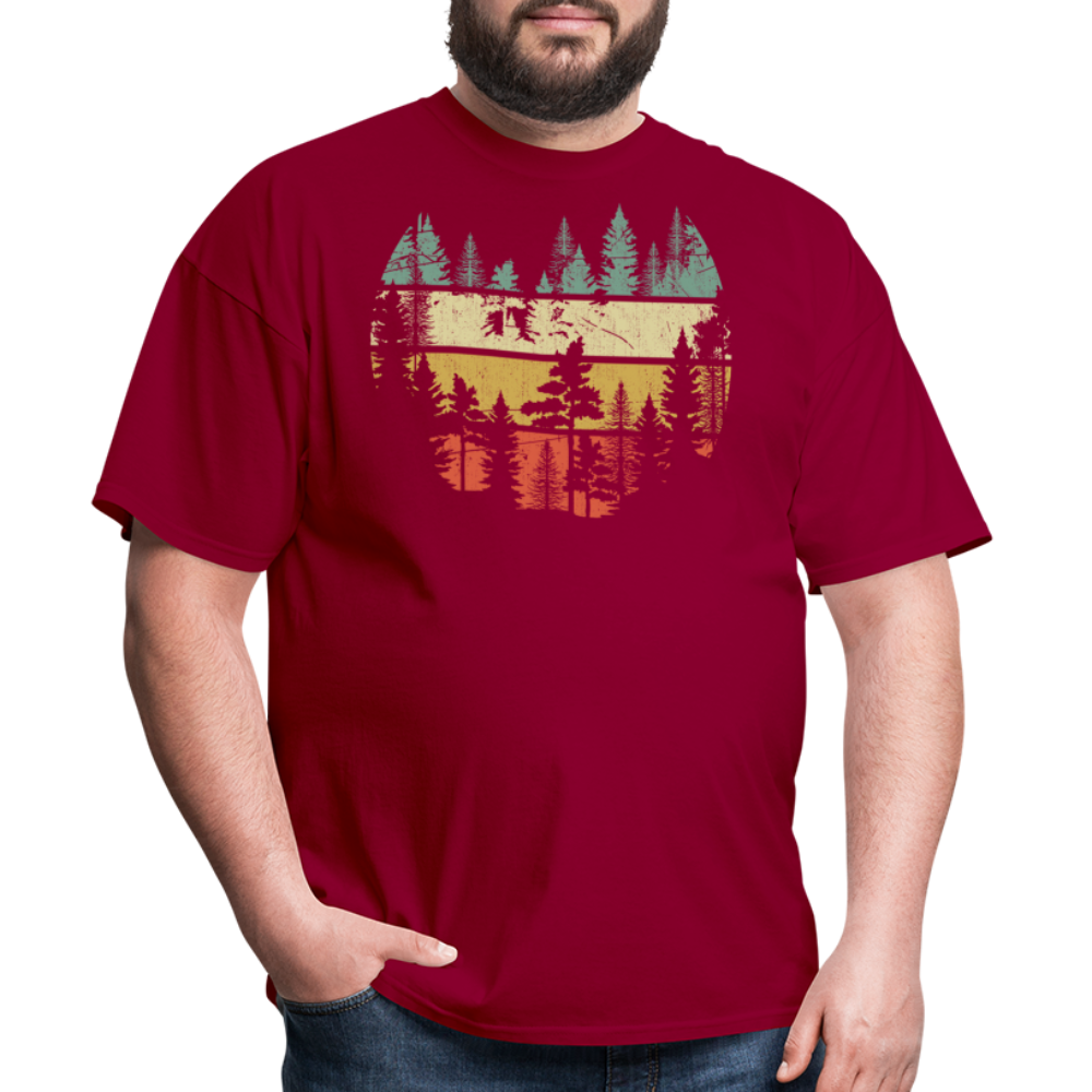Vintage Look Wildlife Trees Outdoors Nature Retro Forest Unisex Classic T-Shirt - dark red