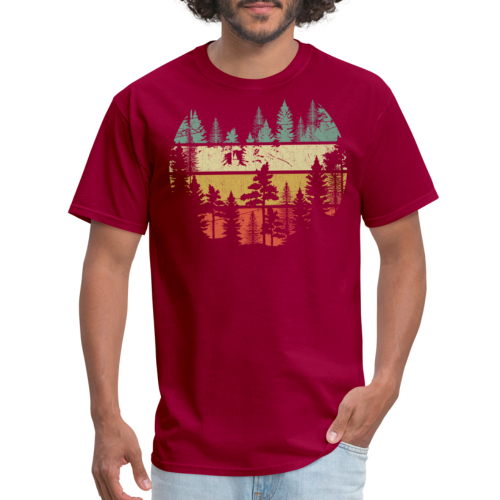 Vintage Look Wildlife Trees Outdoors Nature Retro Forest Unisex Classic T-Shirt - dark red