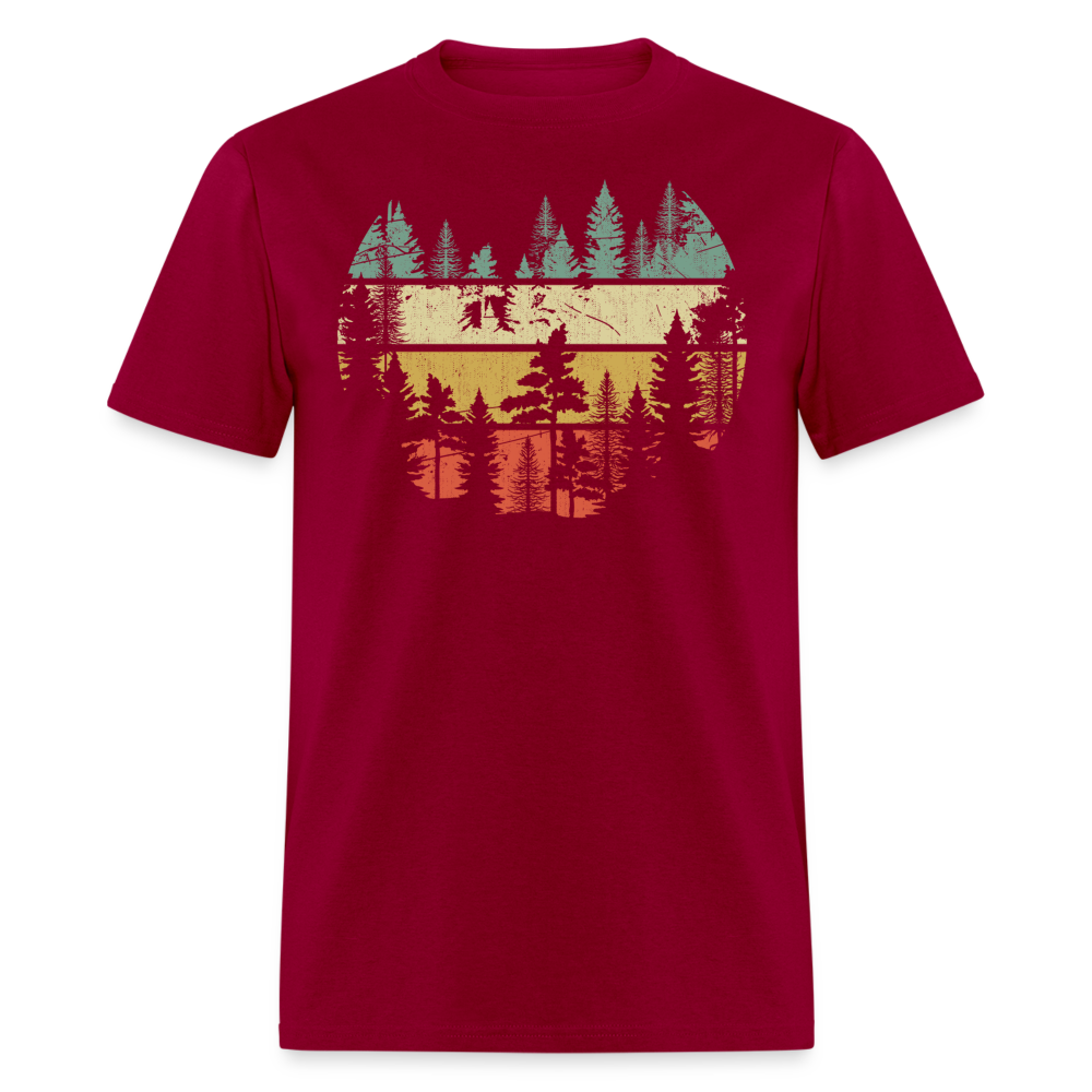 Vintage Look Wildlife Trees Outdoors Nature Retro Forest Unisex Classic T-Shirt - dark red