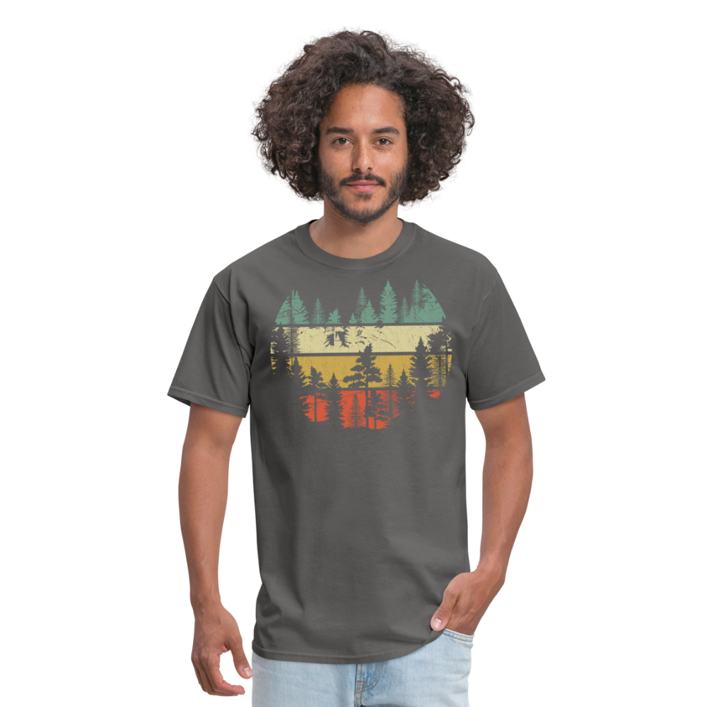 Vintage Look Wildlife Trees Outdoors Nature Retro Forest Unisex Classic T-Shirt - charcoal