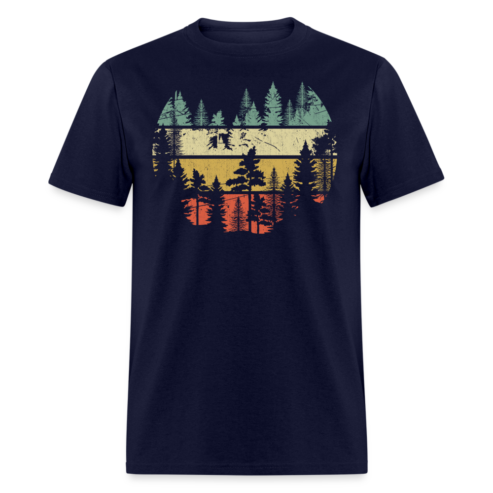 Vintage Look Wildlife Trees Outdoors Nature Retro Forest Unisex Classic T-Shirt - navy