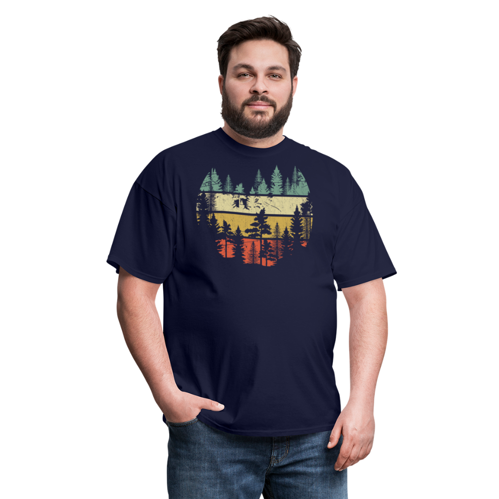 Vintage Look Wildlife Trees Outdoors Nature Retro Forest Unisex Classic T-Shirt - navy