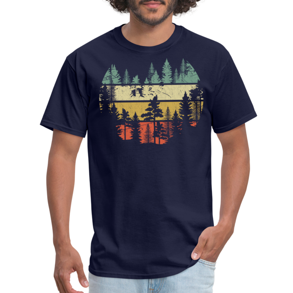 Vintage Look Wildlife Trees Outdoors Nature Retro Forest Unisex Classic T-Shirt - navy
